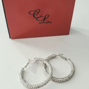 Colleen Lopez Pavè Crystal Hoop Earrings